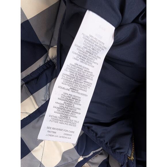 J Crew Excursion Vest Plaid Check Down Filled Quilted Fall Blue White Size S - Picture 10 of 13
